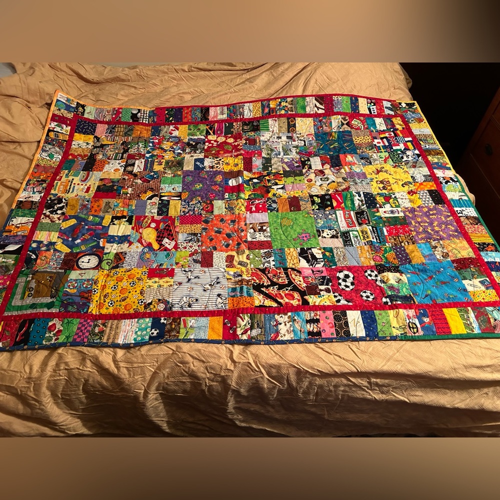 Homemade Colorful Patchwork Cotton Quilt, new no tag, 60”x43”
